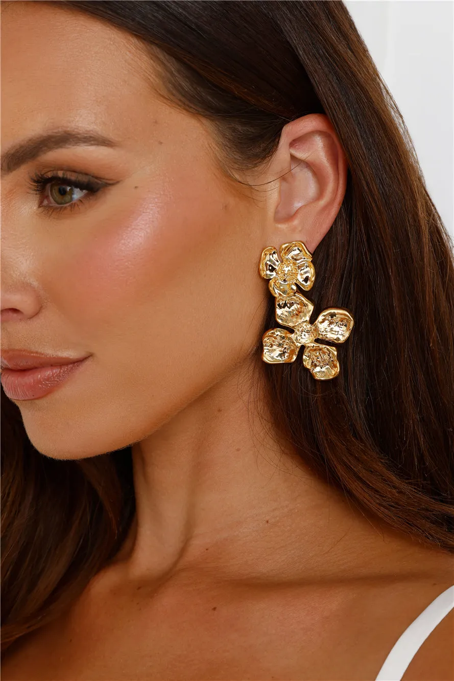18k Gold Plated Unique Flower Earrings Gold sold by Hello Molly product image thumbnail 3