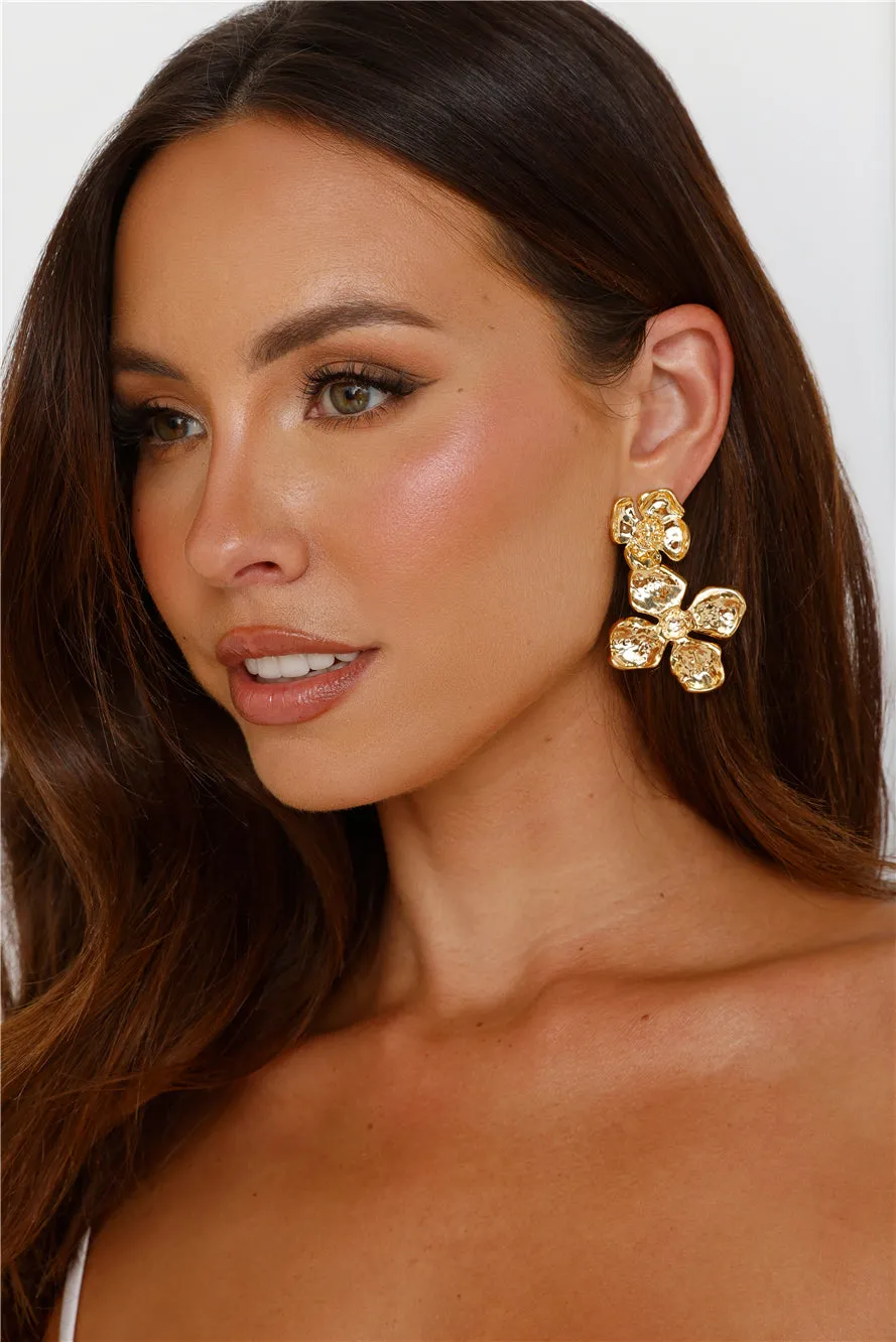 18k Gold Plated Unique Flower Earrings Gold sold by Hello Molly product image thumbnail 2