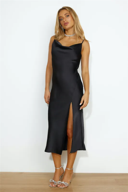 Silky Details Midi Dress Black sold by Hello Molly