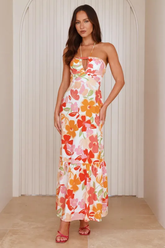 Surfside Escape Halter Maxi Dress Orange sold by Hello Molly