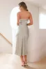 Allure Of Her Strapless Satin Midi Dress Sage sold by Hello Molly