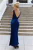 Subtle Splendor Satin Maxi Dress Blue sold by Hello Molly
