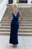 Subtle Splendor Satin Maxi Dress Blue sold by Hello Molly