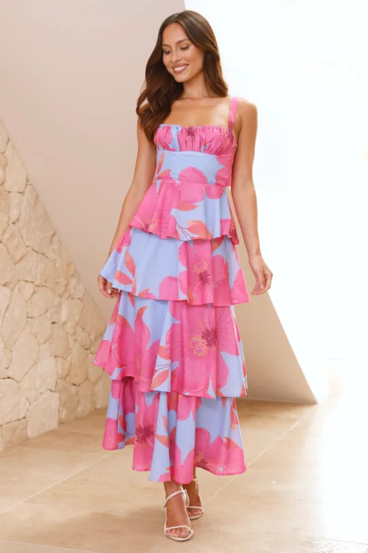 Flowering Splendor Maxi Dress Blue sold by Hello Molly