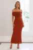 Invited Off Shoulder Mesh Maxi Dress Brown sold by Hello Molly