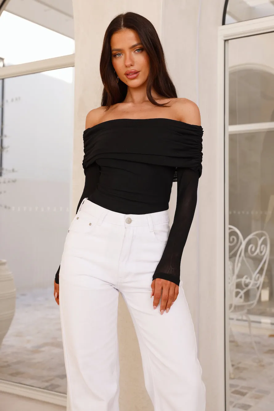 Chérie Off Shoulder Mesh Bodysuit Black sold by Hello Molly product image thumbnail 4