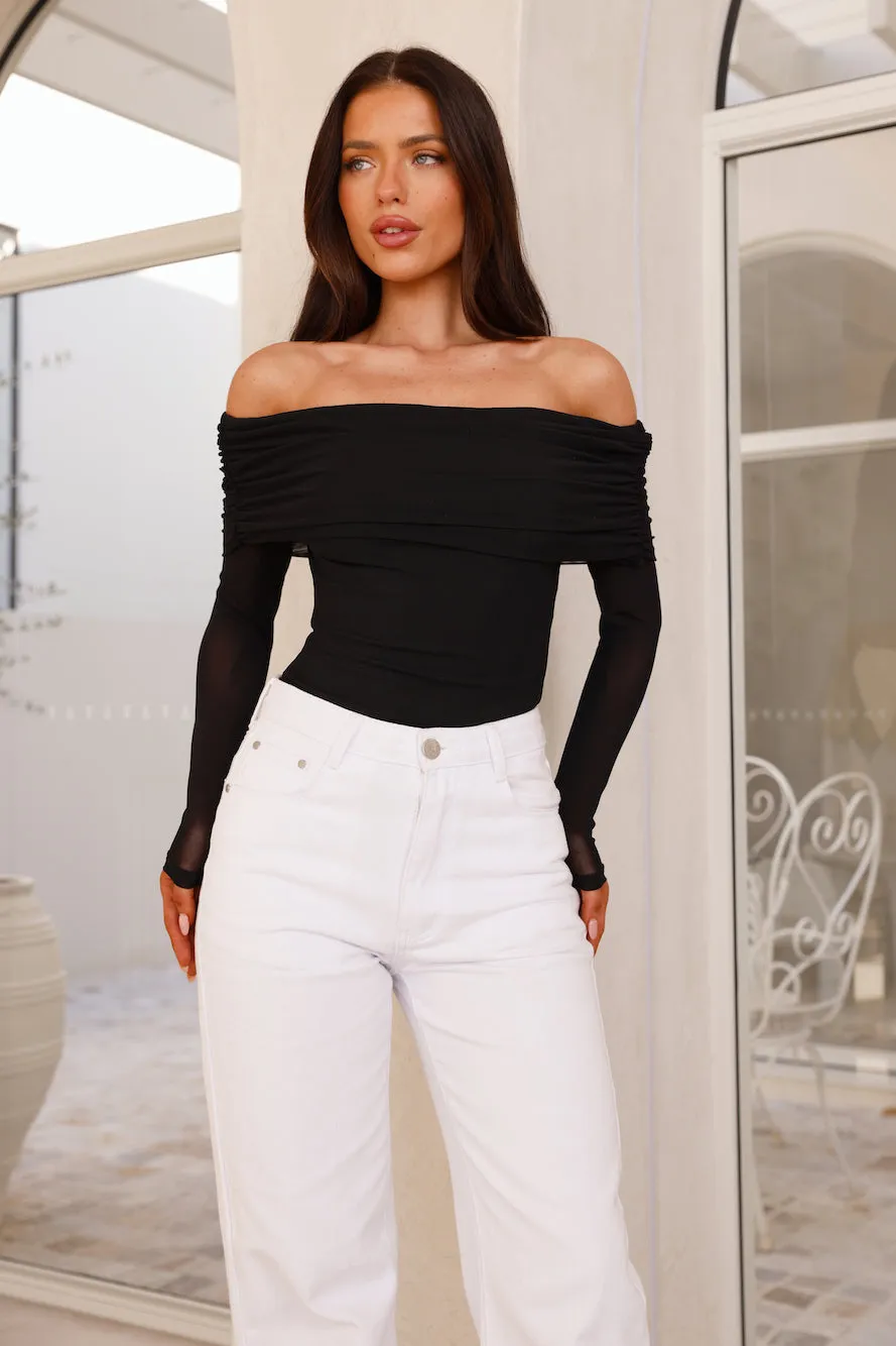 Chérie Off Shoulder Mesh Bodysuit Black sold by Hello Molly product image thumbnail 3