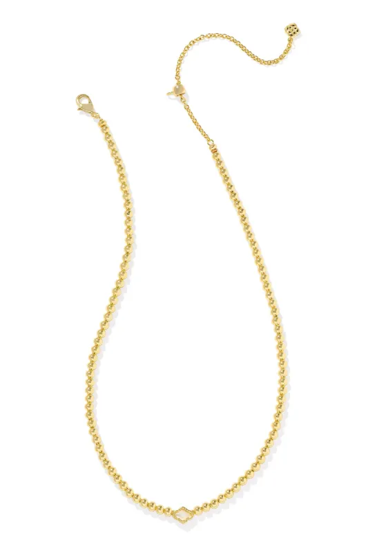 Abbie Beaded Necklace Gold Natural Mother-of-Pearl sold by Hello Molly
