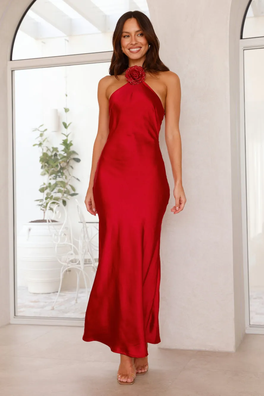Admired By All Satin Halter Maxi Dress Red sold by Hello Molly product image thumbnail 3