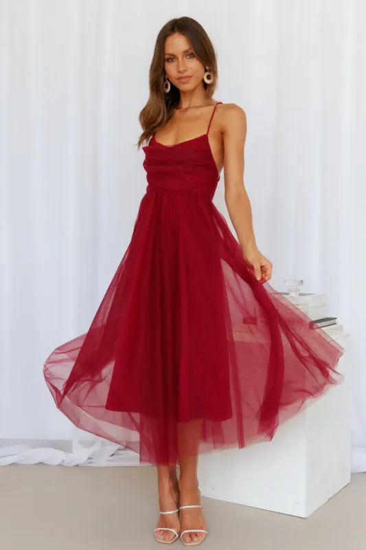 Fairy Vibes Midi Dress Wine sold by Hello Molly