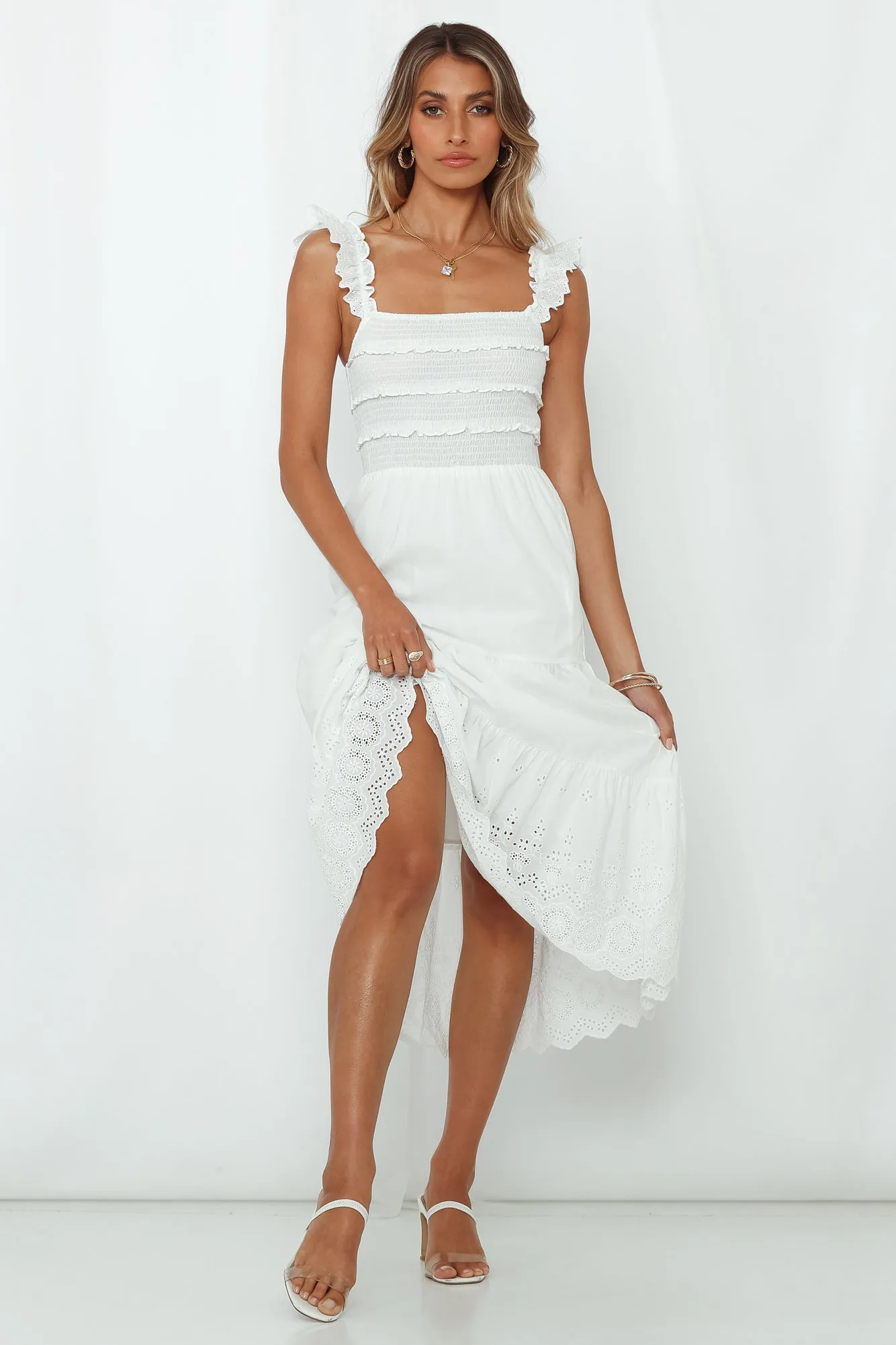 Let Me Fall In Love Midi Dress White sold by Hello Molly product image thumbnail 2