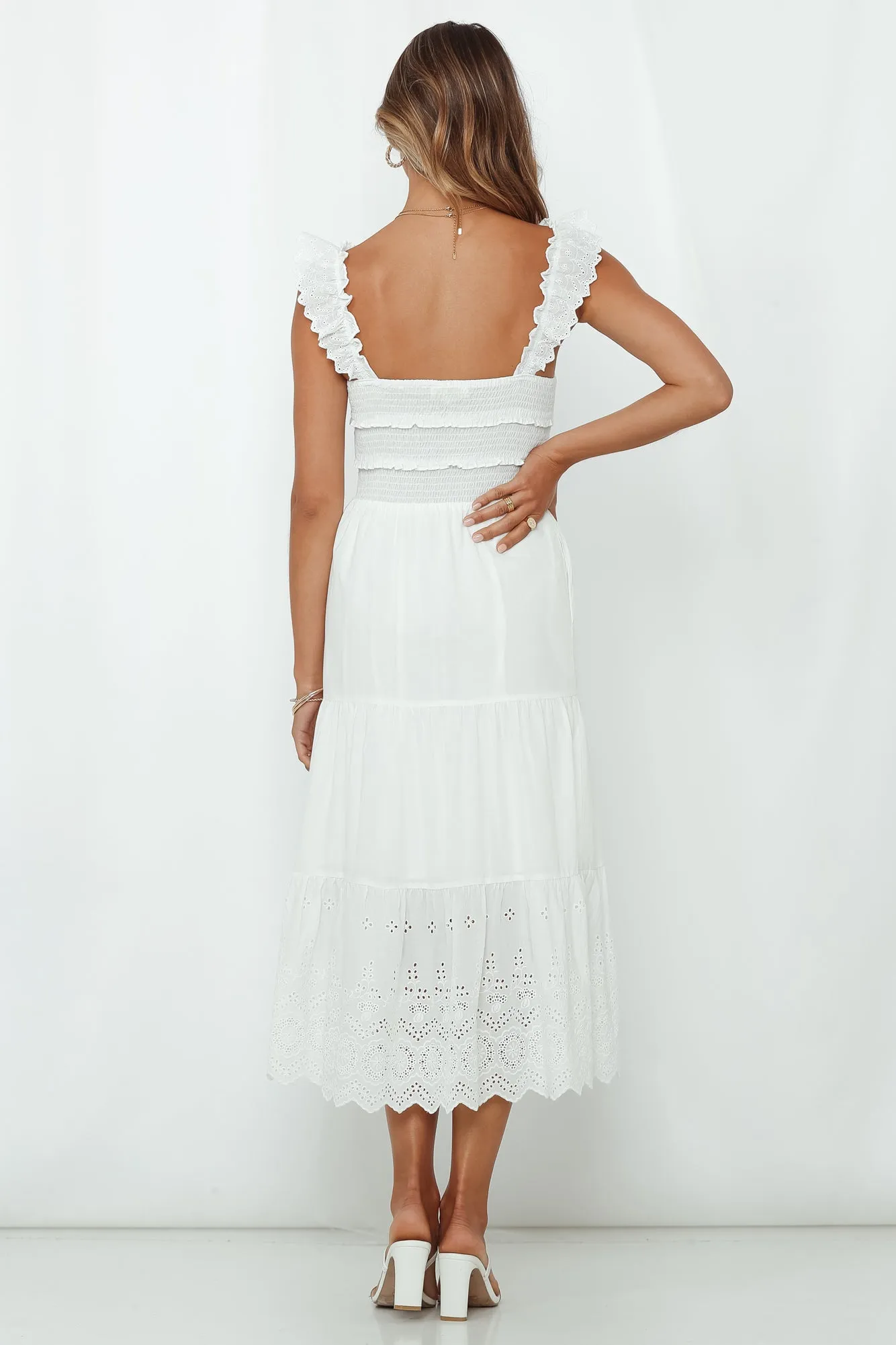 Let Me Fall In Love Midi Dress White sold by Hello Molly product image thumbnail 3