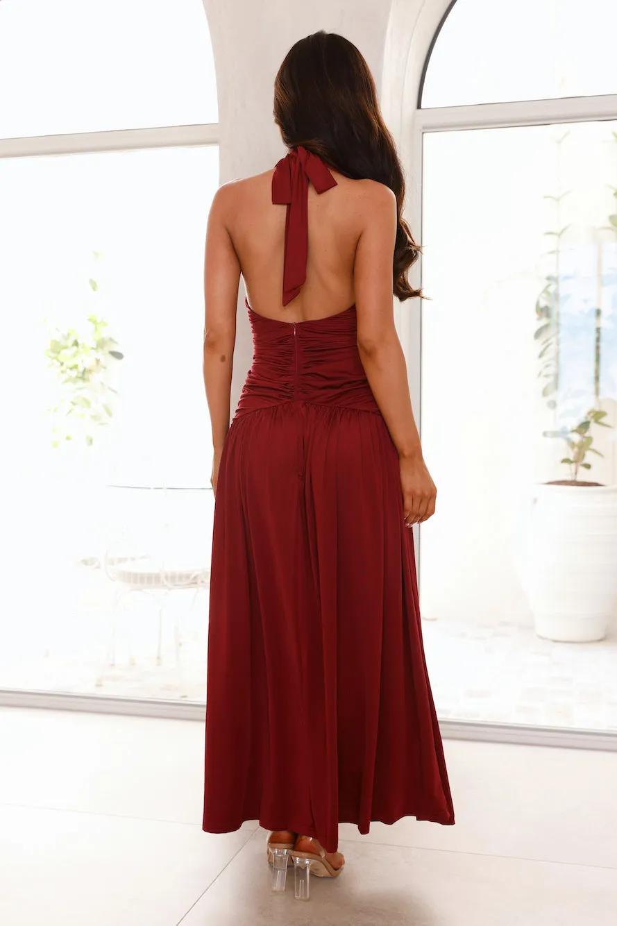 Harlow Halter Maxi Dress Wine sold by Hello Molly product image thumbnail 5