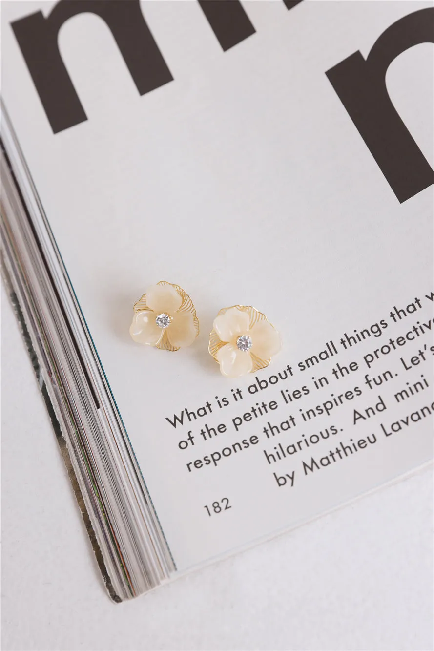 18k Gold Plated Delicate Petals Earrings Gold sold by Hello Molly