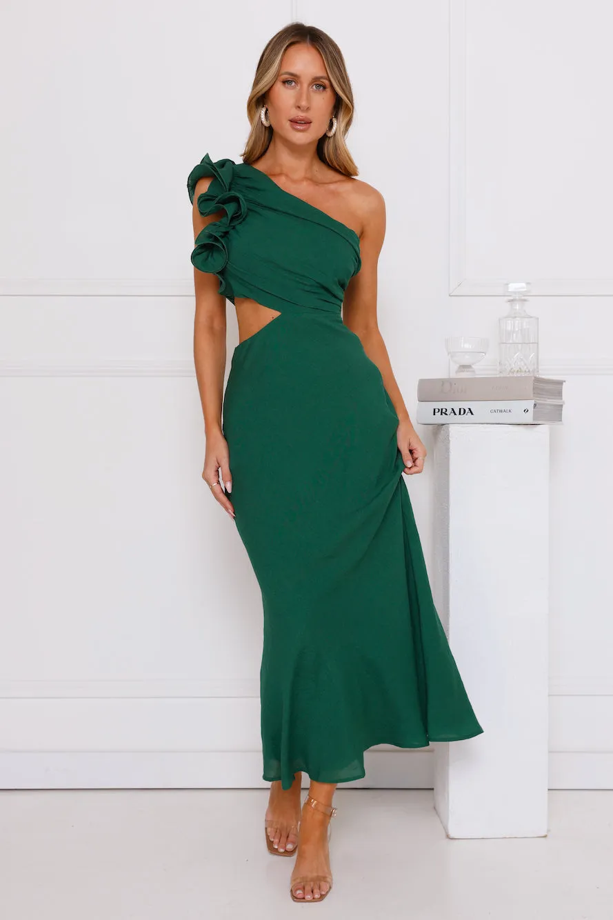 In These Moments One Shoulder Maxi Dress Green | Parallel