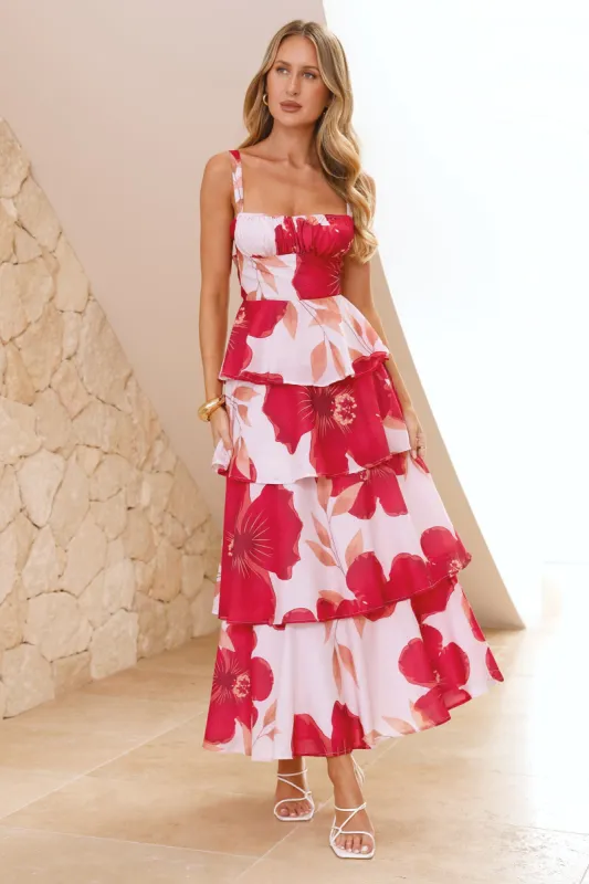 Flowering Splendor Maxi Dress Red sold by Hello Molly