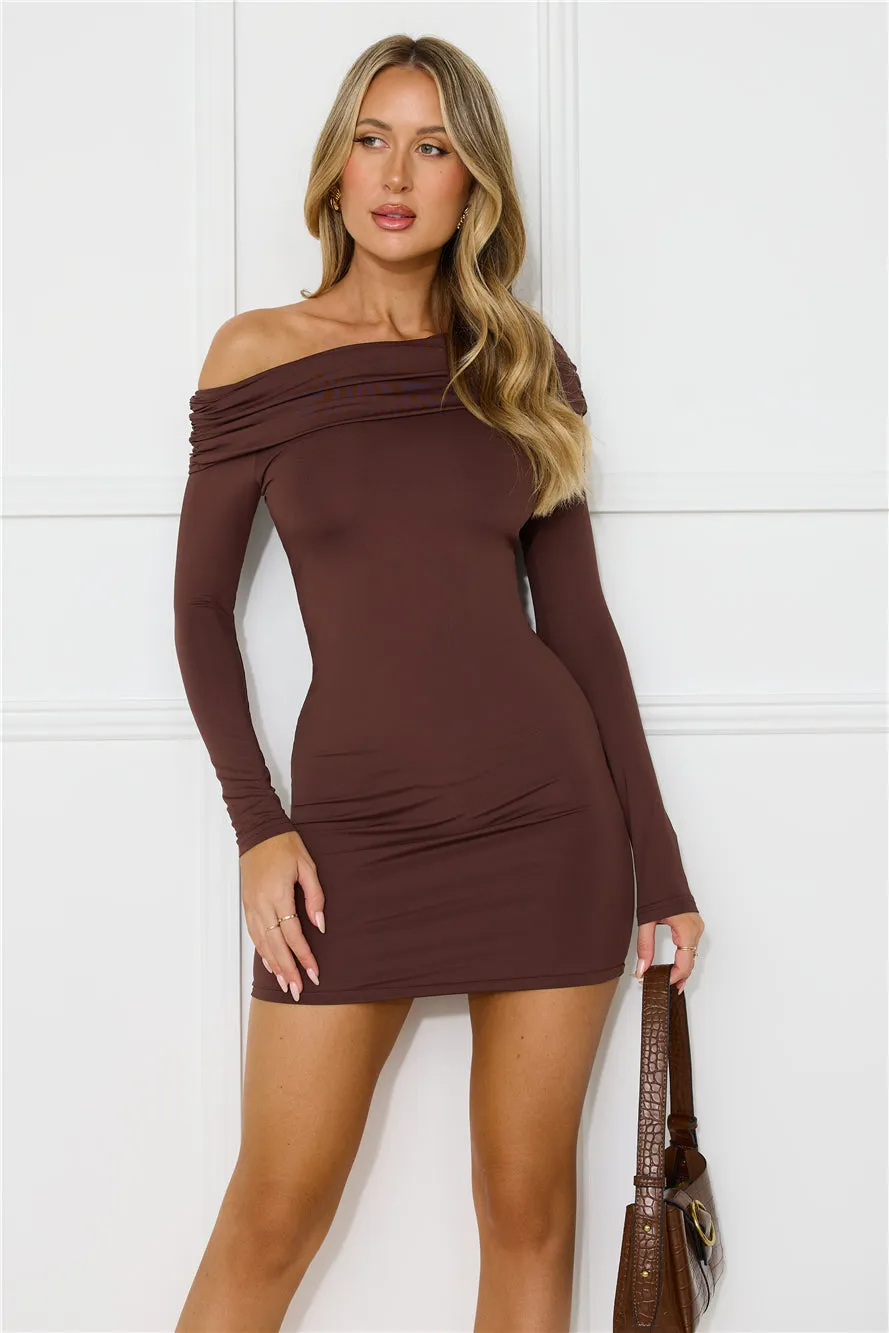 Urban Style Off Shoulder Long Sleeve Mini Dress Brown sold by Hello Molly product image thumbnail 3