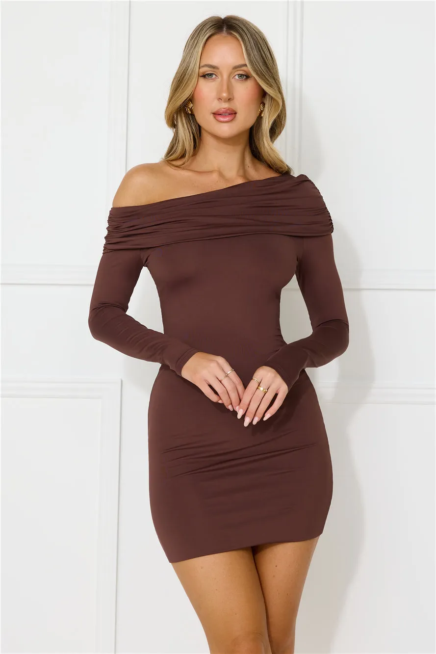 Urban Style Off Shoulder Long Sleeve Mini Dress Brown sold by Hello Molly