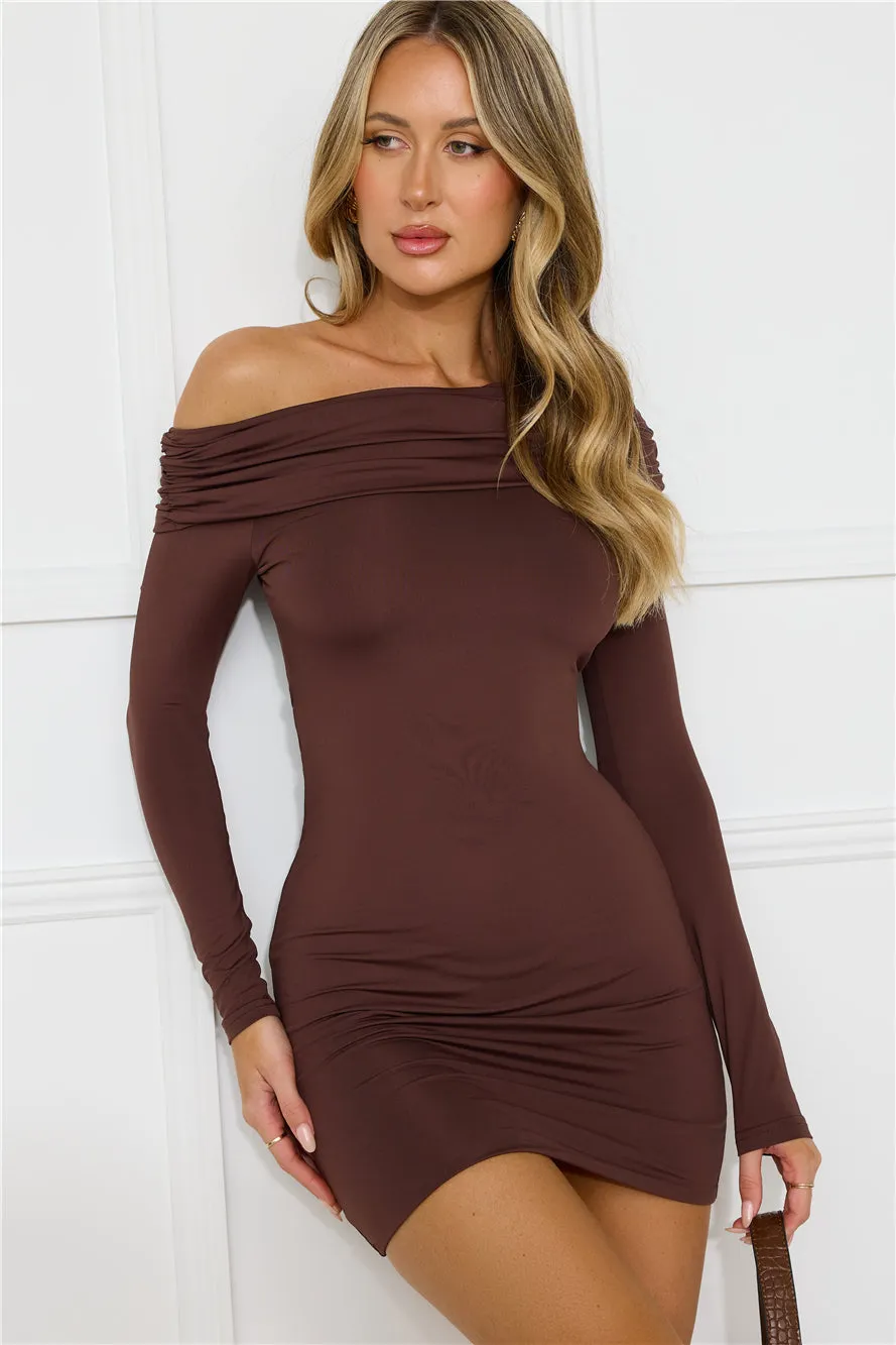 Urban Style Off Shoulder Long Sleeve Mini Dress Brown sold by Hello Molly product image thumbnail 5