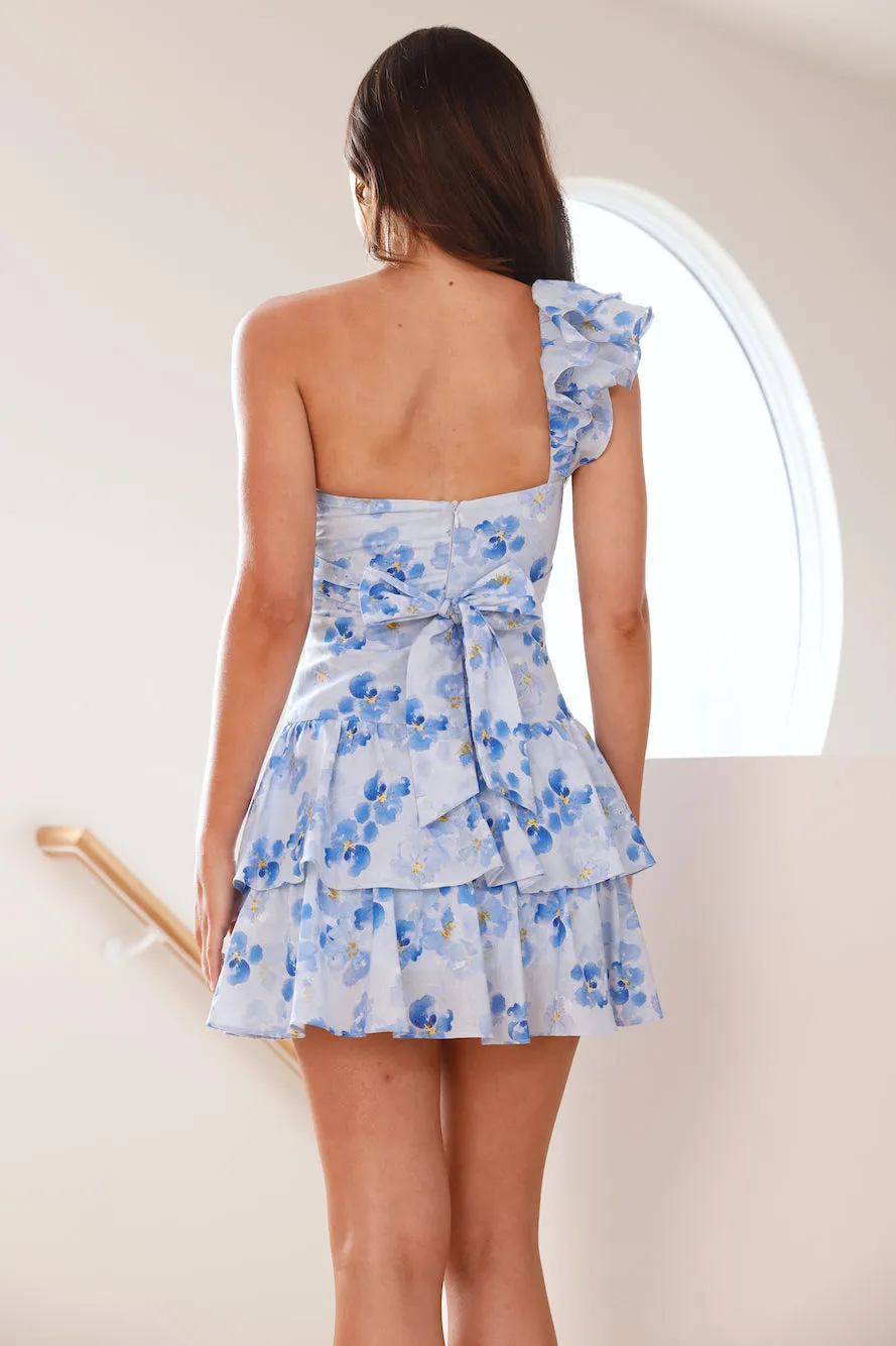 Floral Fantasy One Shoulder Mini Dress Blue sold by Hello Molly product image thumbnail 5