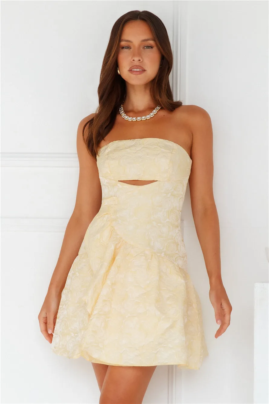 Warm Love Strapless Mini Dress Yellow sold by Hello Molly