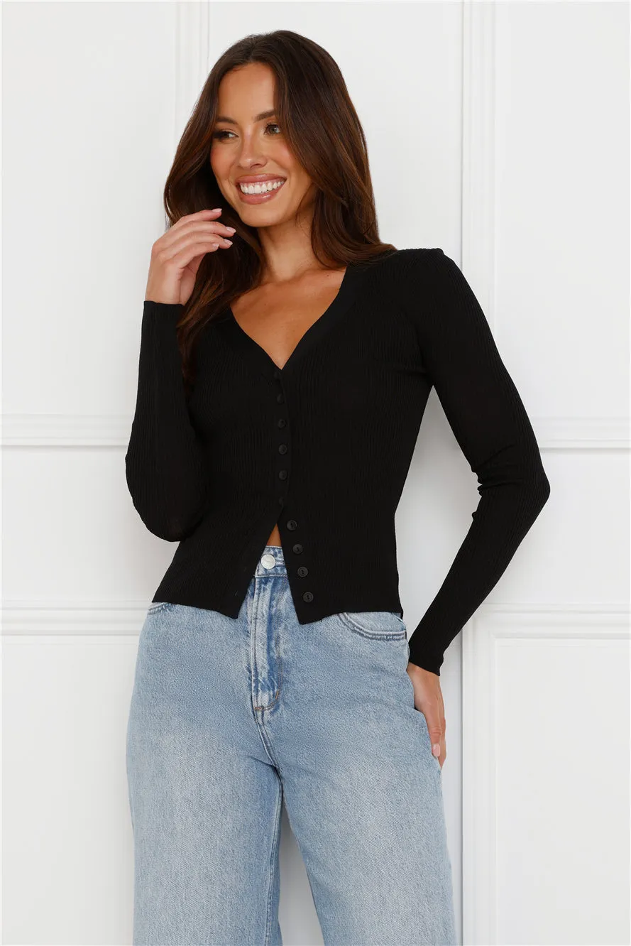 Buttoned Up Ribbed Long Sleeve Top Black sold by Hello Molly product image thumbnail 3