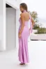 Graceful Influence Satin Halter Maxi Dress Purple sold by Hello Molly