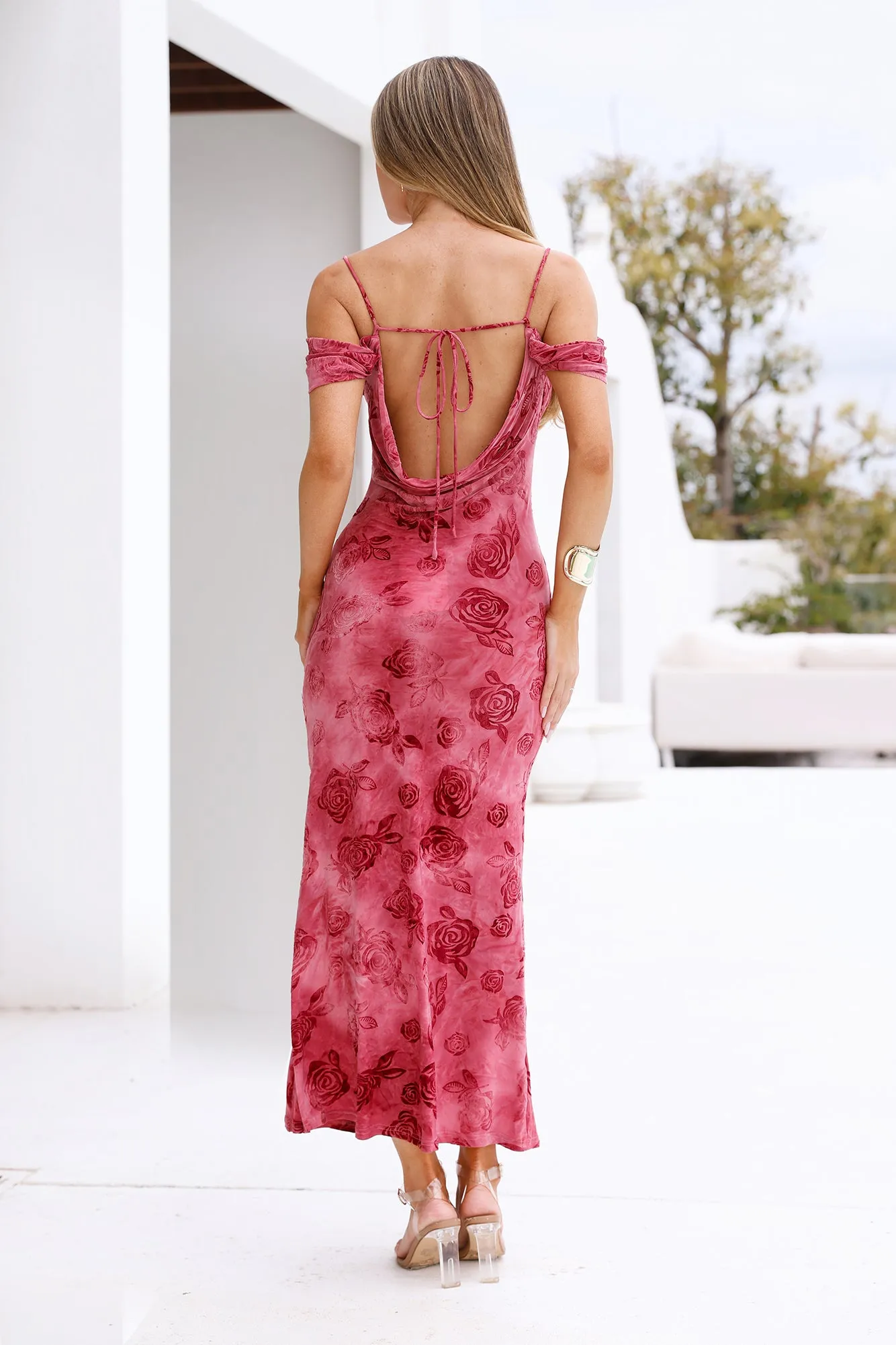 Mireille Off Shoulder Maxi Dress Pink sold by Hello Molly product image thumbnail 4