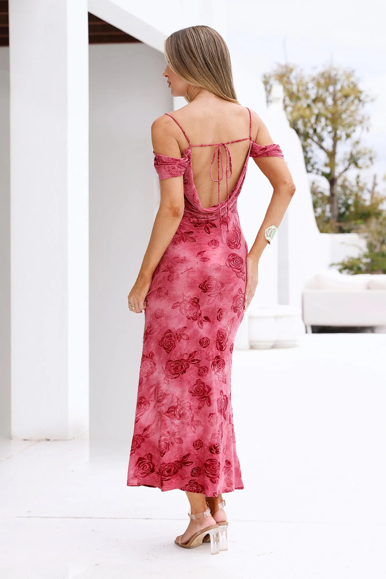 Mireille Off Shoulder Maxi Dress Pink sold by Hello Molly product image thumbnail 5