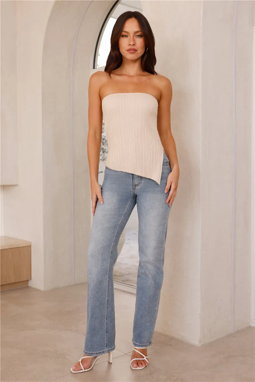 Tropic Nights Strapless Ribbed Top Beige sold by Hello Molly product image thumbnail 3