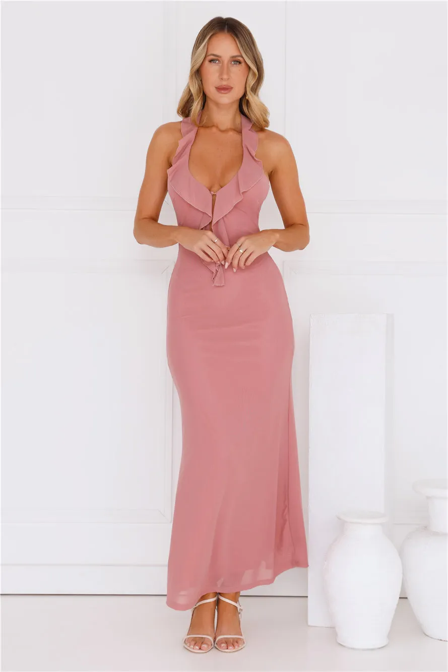 Everly Halter Mesh Maxi Dress Pink sold by Hello Molly product image thumbnail 4