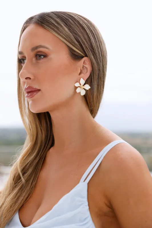18k Gold Plated Hawaii Flowers Earrings Gold sold by Hello Molly