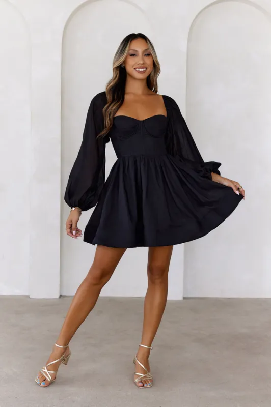 Modern Love Story Long Sleeve Mini Dress Black sold by Hello Molly