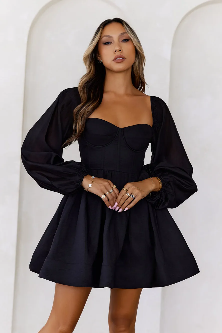 Modern Love Story Long Sleeve Mini Dress Black sold by Hello Molly product image thumbnail 2