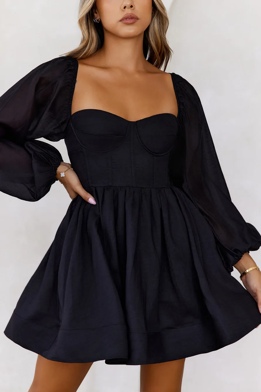 Modern Love Story Long Sleeve Mini Dress Black sold by Hello Molly product image thumbnail 3