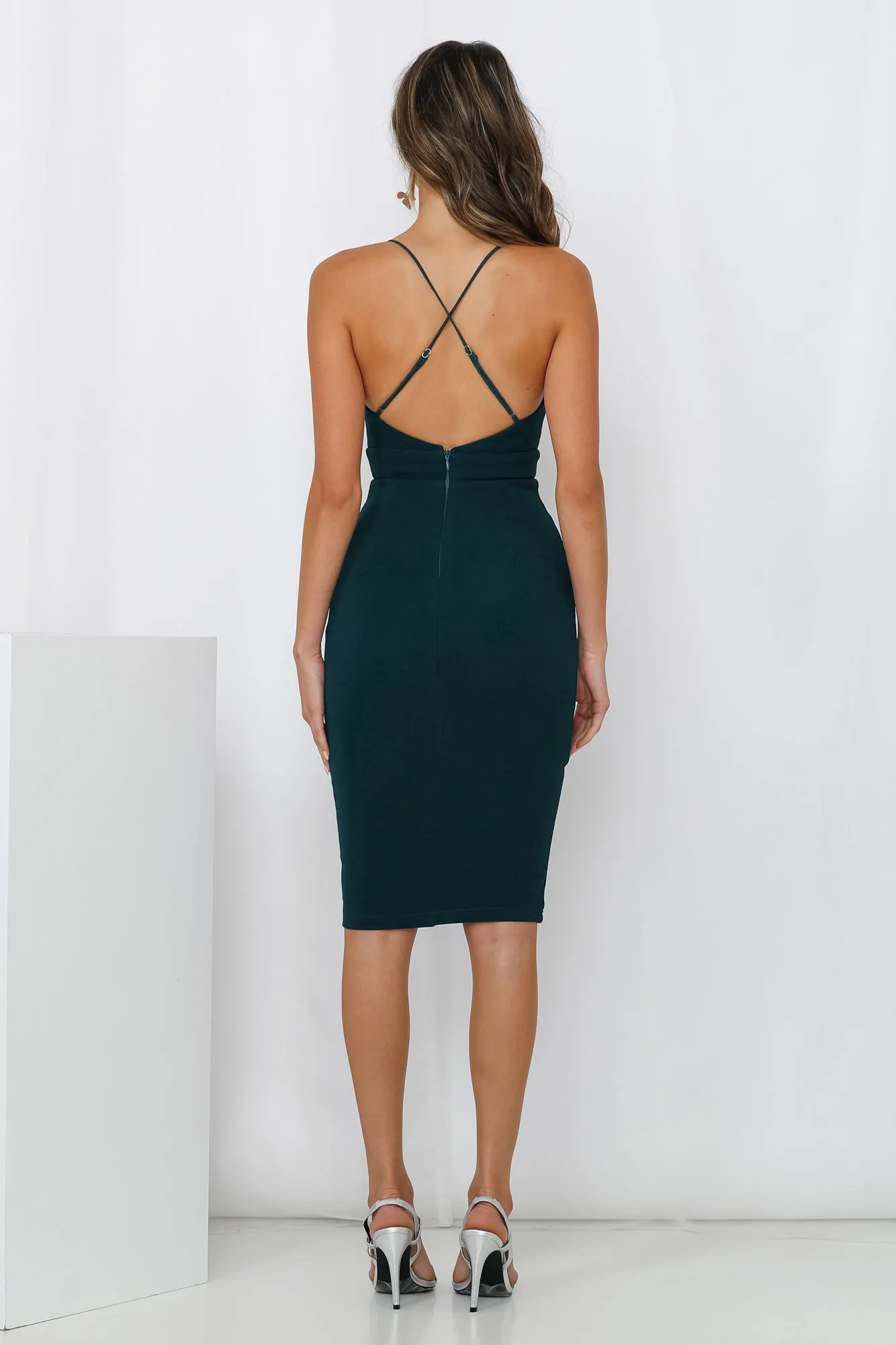 Turn Down The Lights Midi Dress Forest Green sold by Hello Molly product image thumbnail 4