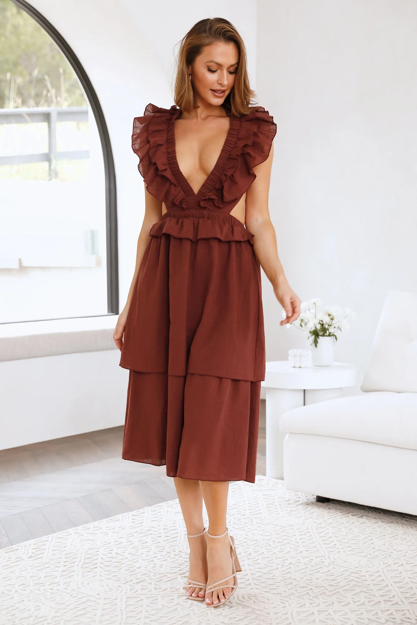 Dive Into Love Midi Dress Brown sold by Hello Molly product image thumbnail 4