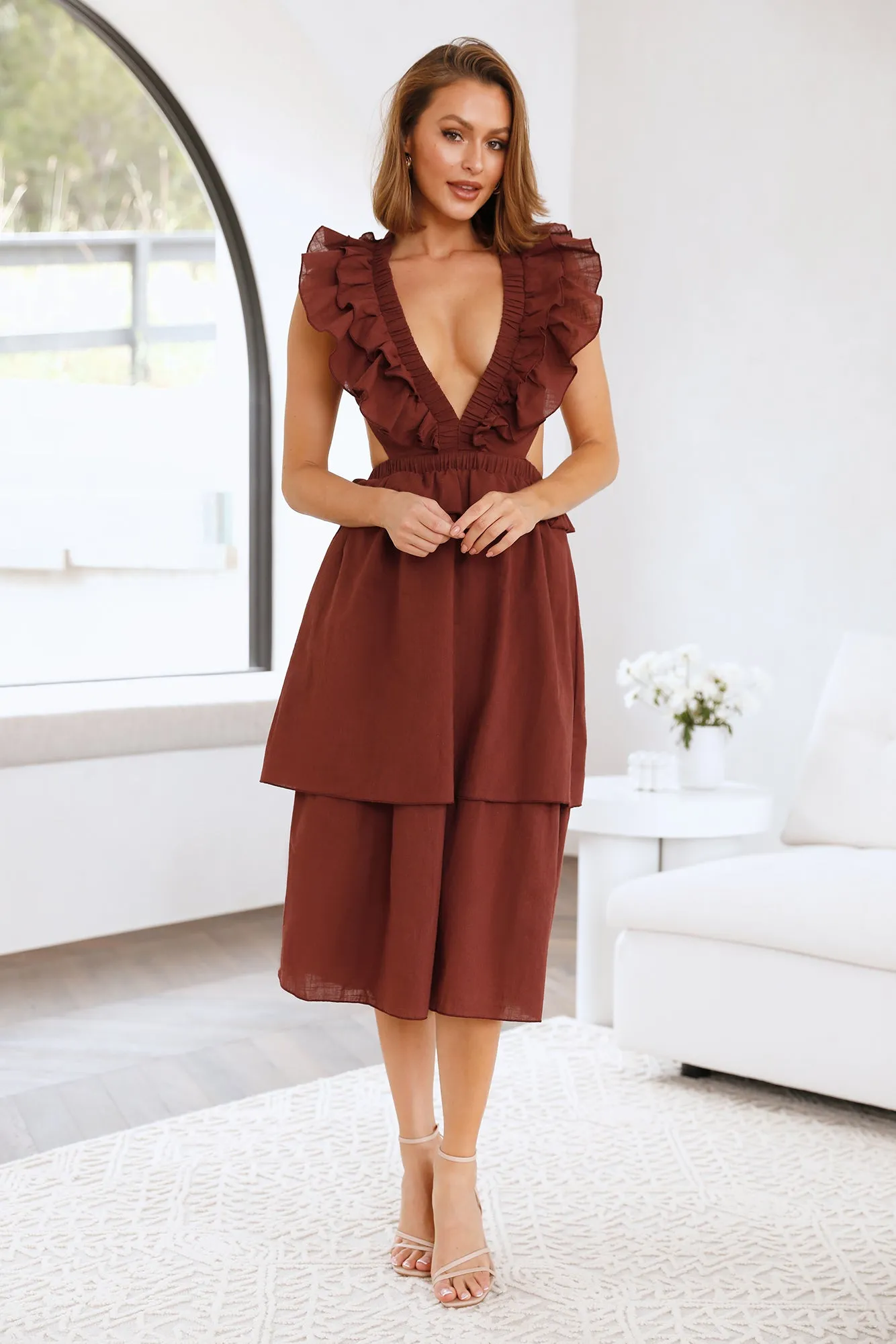 Dive Into Love Midi Dress Brown sold by Hello Molly
