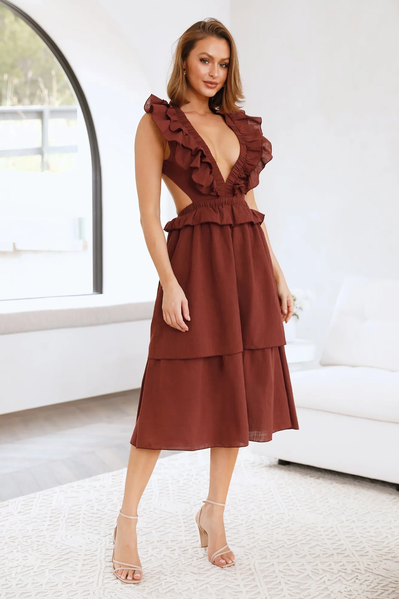 Dive Into Love Midi Dress Brown sold by Hello Molly product image thumbnail 5