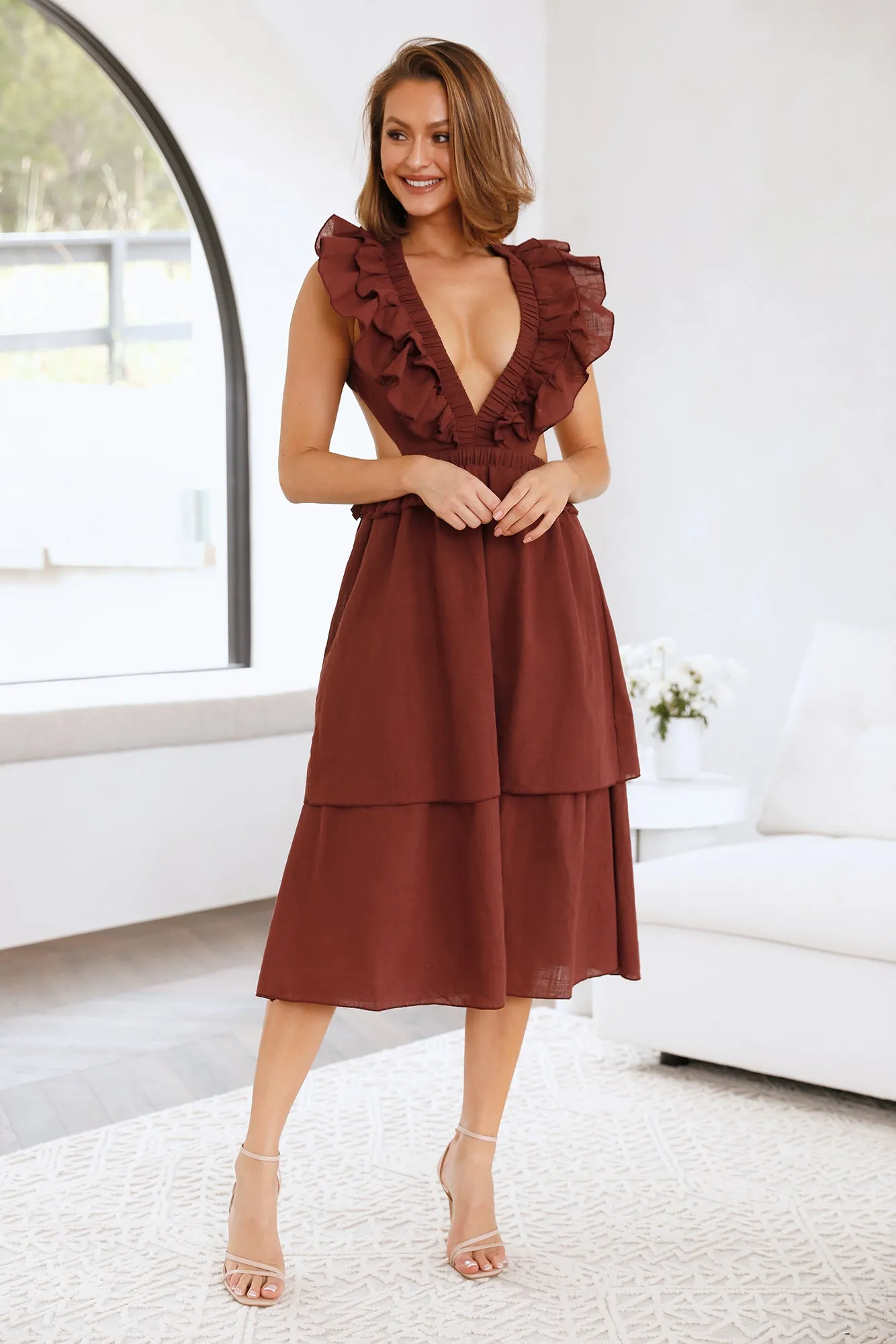 Dive Into Love Midi Dress Brown sold by Hello Molly product image thumbnail 2