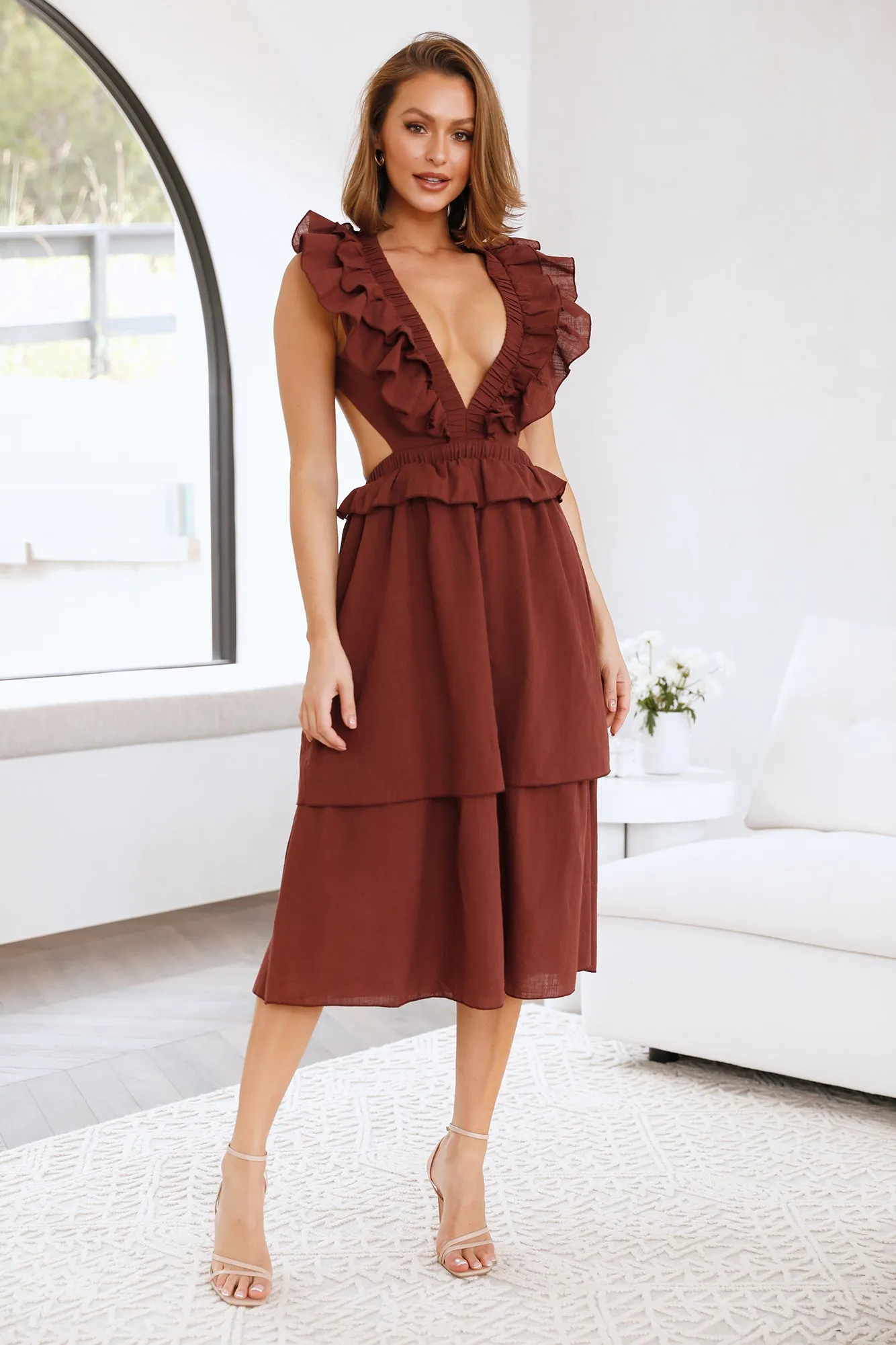 Dive Into Love Midi Dress Brown sold by Hello Molly product image thumbnail 3