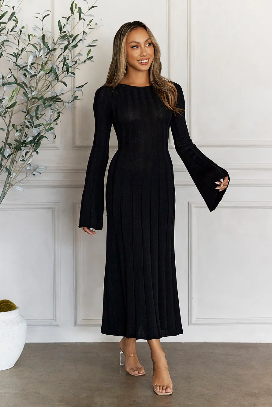 Creating Icons Ribbed Long Sleeve Midi Dress Black sold by Hello Molly product image thumbnail 4