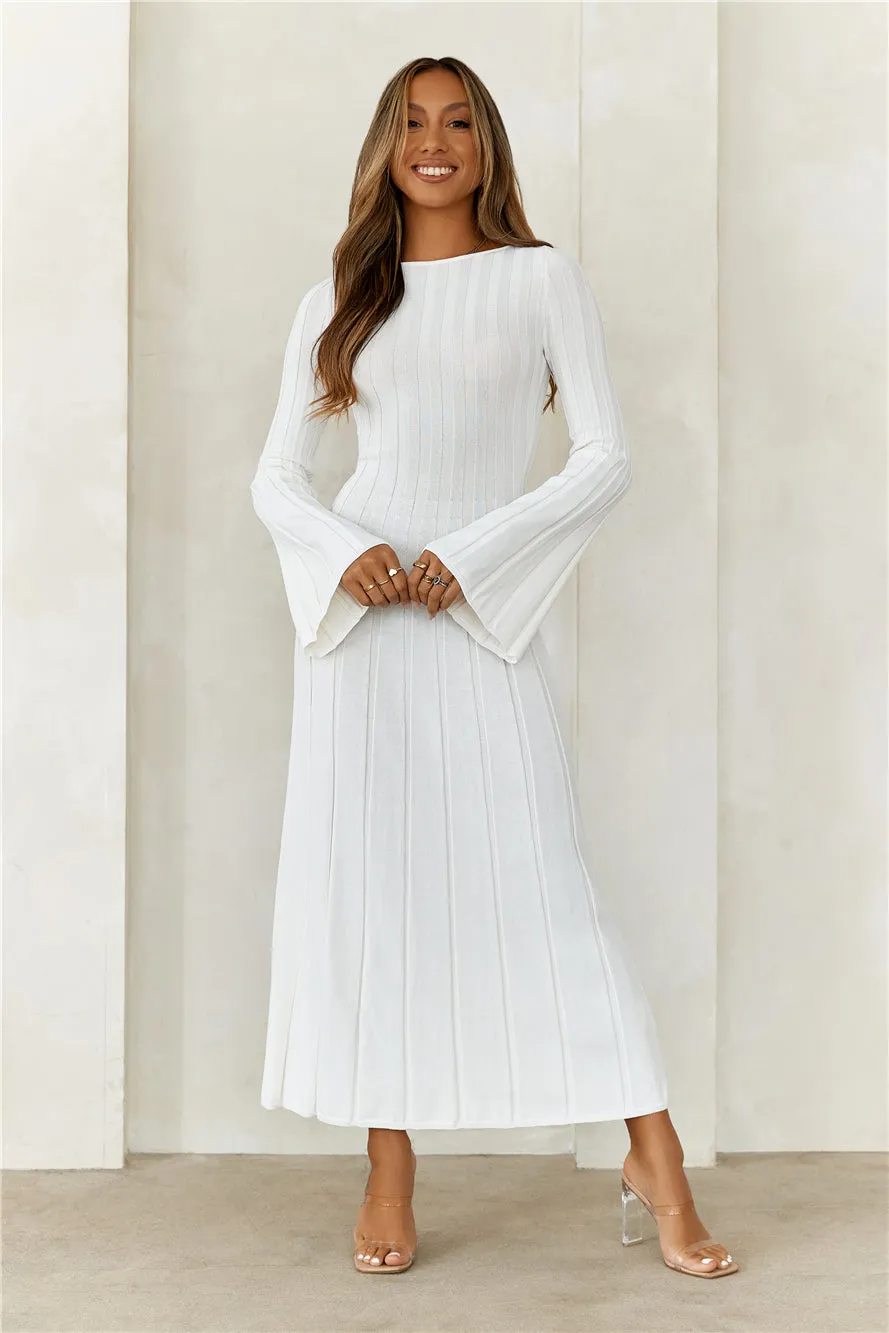 Creating Icons Ribbed Long Sleeve Midi Dress Cream sold by Hello Molly