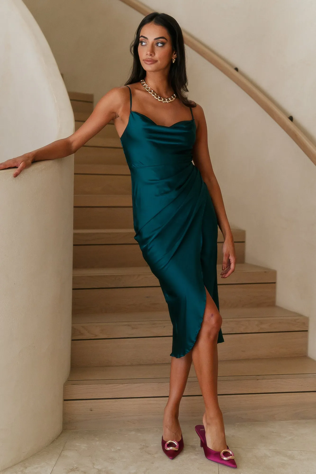 Sweet Danger Midi Dress Dark Green sold by Hello Molly product image thumbnail 5