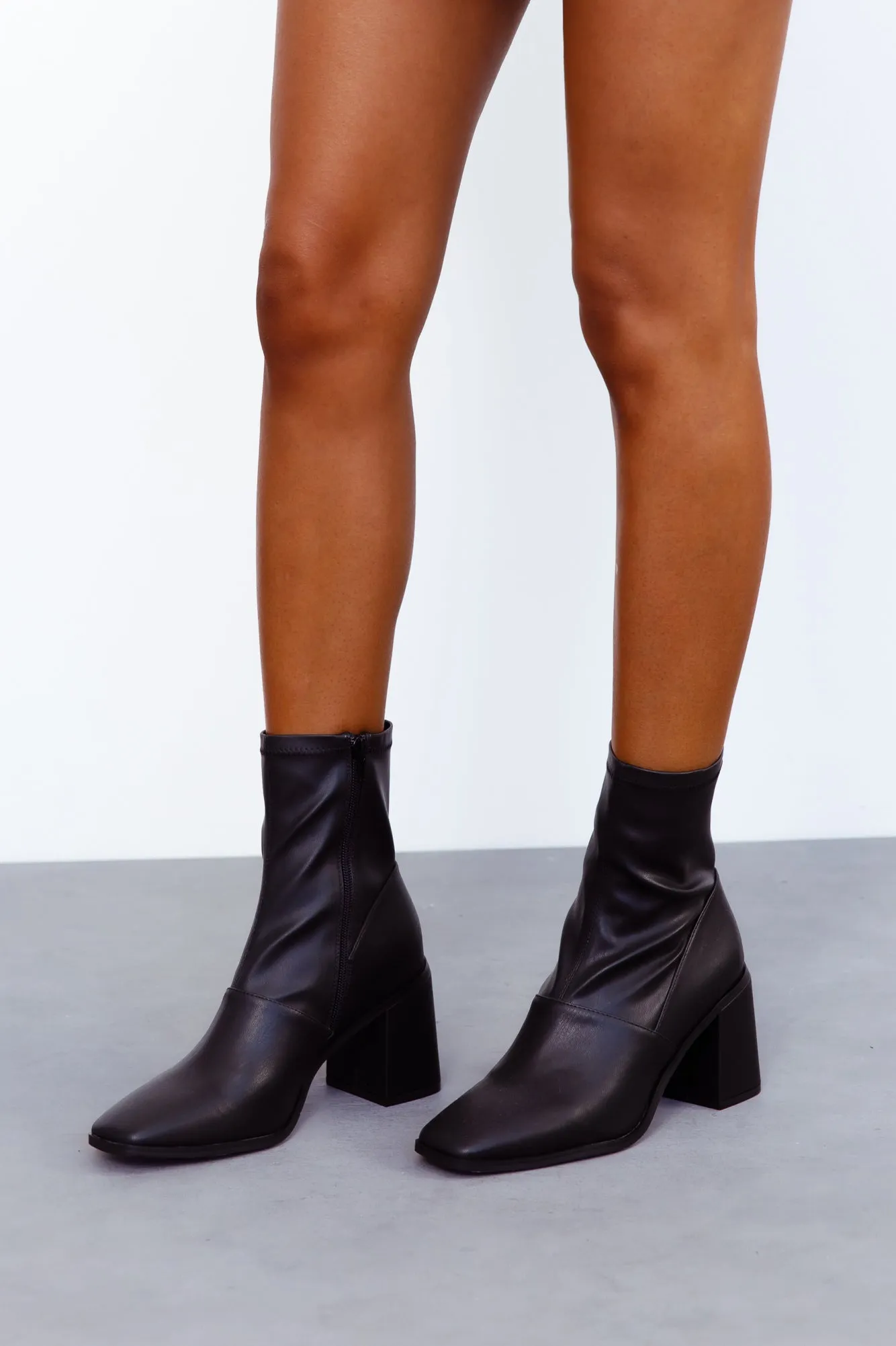 VERALI Lila Sock Ankle Boots Black Stretch PU sold by Hello Molly product image thumbnail 2