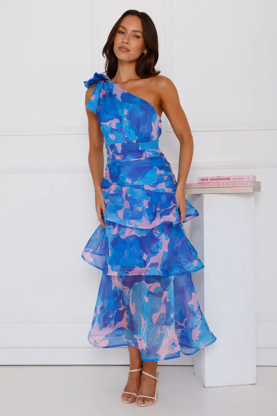 Garden Aura One Shoulder Midi Dress Blue sold by Hello Molly product image thumbnail 5