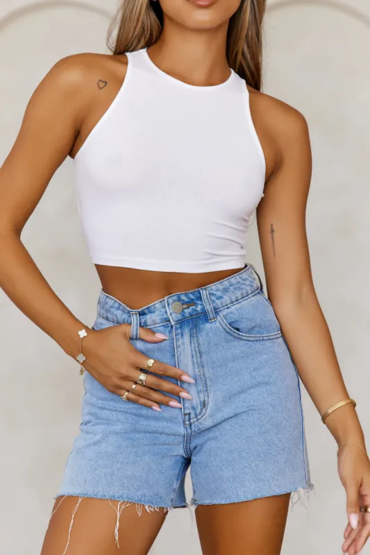 BASE The Classic Ribbed Crop Top White sold by Hello Molly