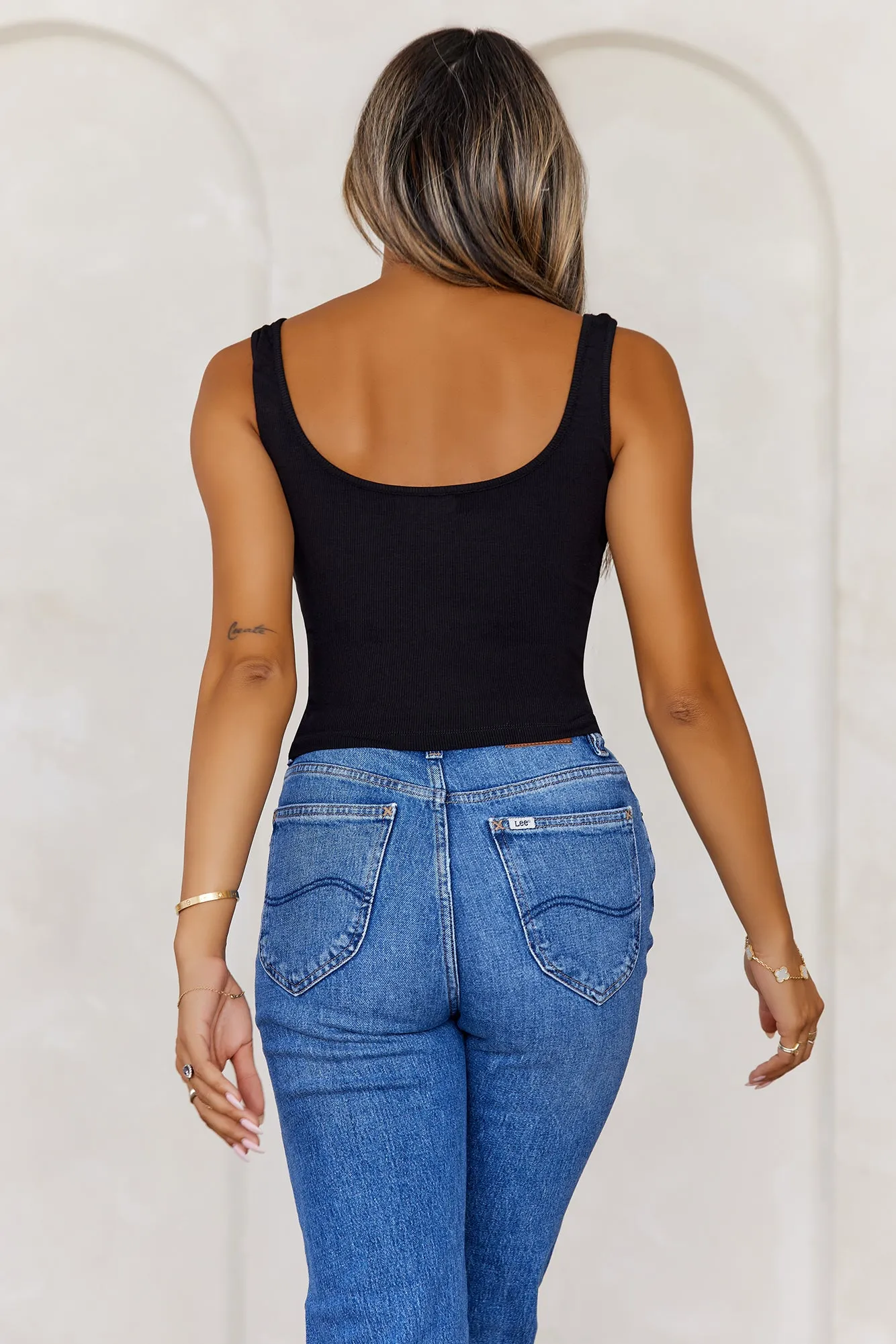 BASE Everyday Staple Ribbed Singlet Top Black sold by Hello Molly product image thumbnail 5