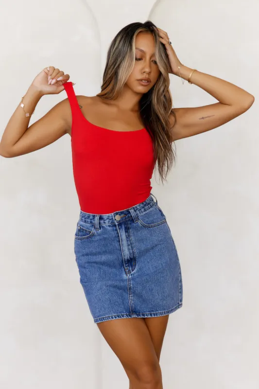 BASE Everyday Staple Ribbed Singlet Top Red sold by Hello Molly