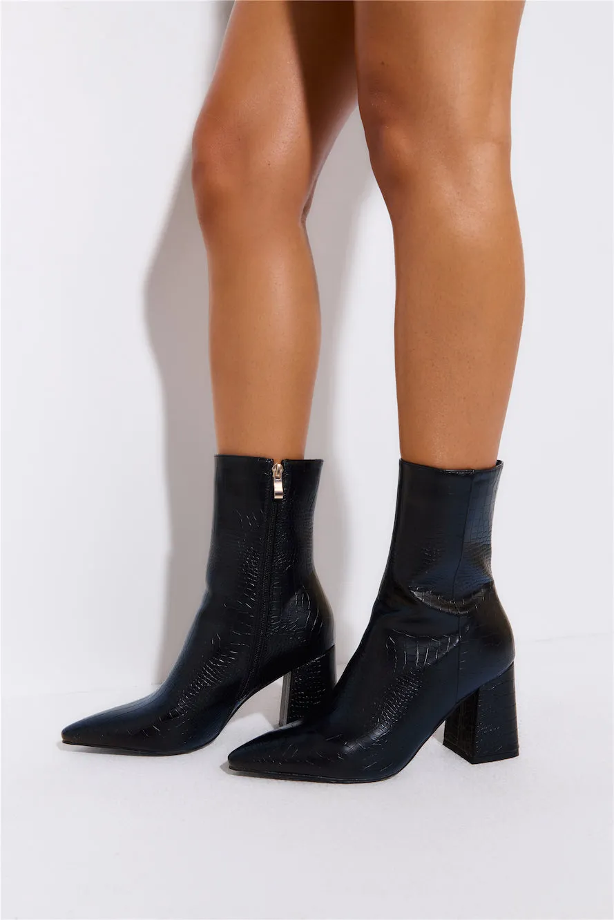 Penley Boots Black Croc sold by Hello Molly